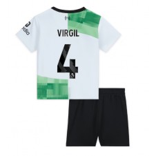 Liverpool Virgil van Dijk #4 Bortedraktsett Barn 2023-24 Kortermet (+ korte bukser)